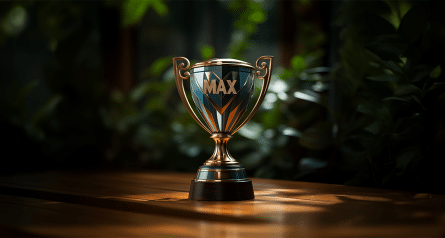 Trophy on a table with the word Max on it.