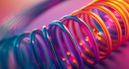 coiled spring in purple and orange color