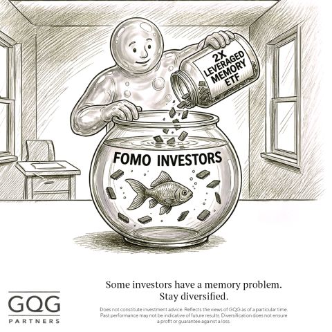 cartoon bubble man pouring memory chips into a fish bowl